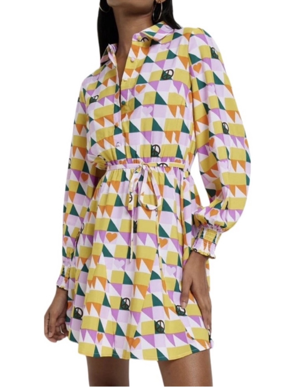 River Island Yellow Retro Geometric Mini Dress 10